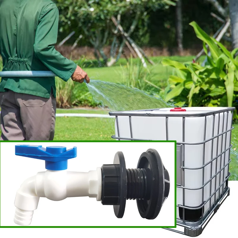 1 set of 2 components Rainwater collection bucket faucet 1/2'' external thread plastic faucet Garden irrigation water pipe joint