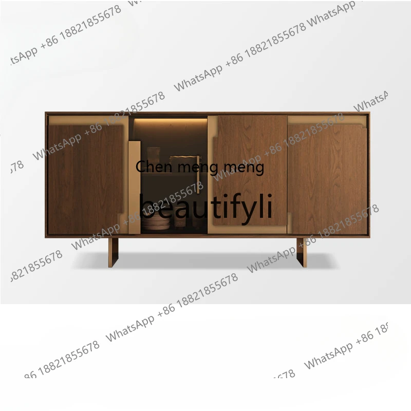 

Side cabinet, antique solid wood Nordic entrance cabinet, glass door, simple storage, side cabinet against the wall H