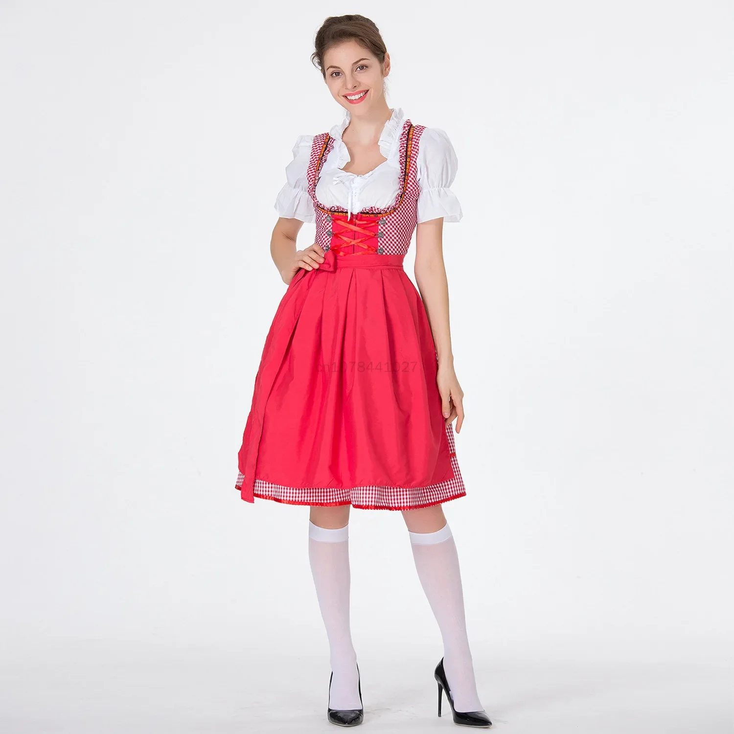 New Women German Traditional Oktoberfest Costume Lady Classic BavarianDress Suit for Halloween Carnival Fancy Maid Dress