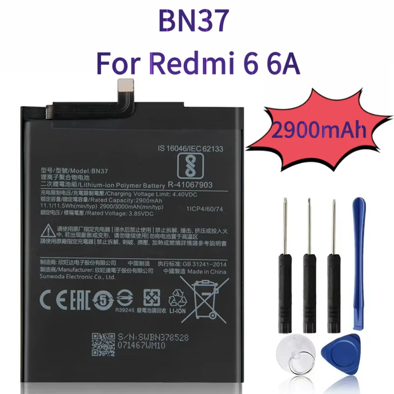 

Phone Battery BN37 For Redmi 6 6A Replacement Battery With Tool 2900mAh