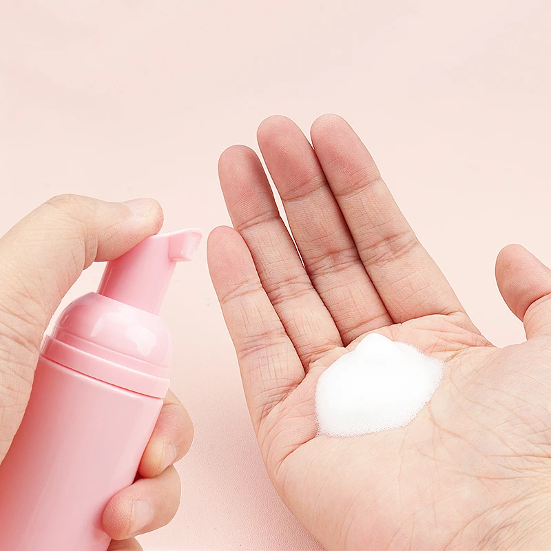 60ml Eyelash Extension Foaming Soap Bottle Empty Plastic Mousse Facial Cleanser Pump Bottle Refillable Lotion Shampoo Dispenser