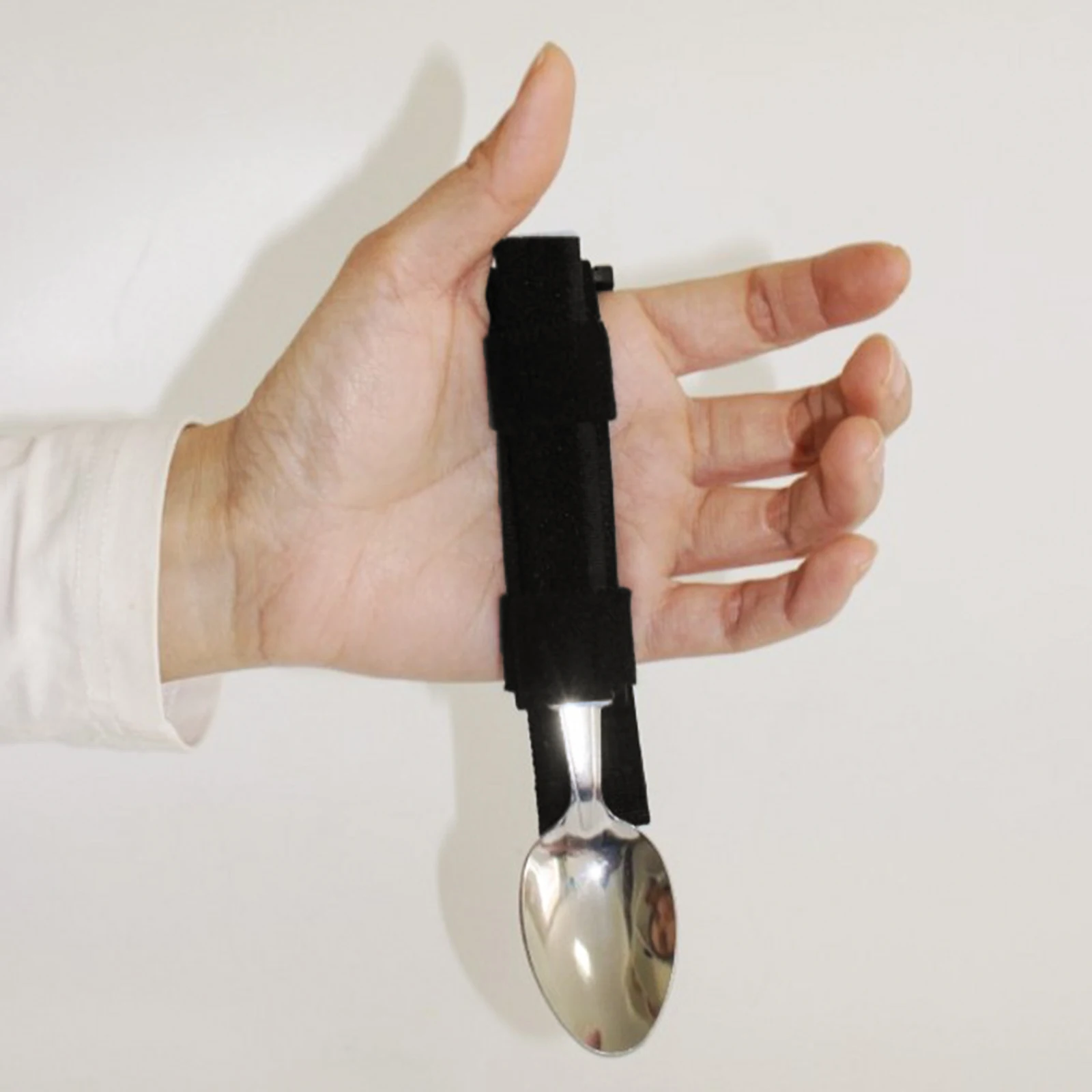 장애인을 위한 조절 가능한 만능 식기 홀더 스트랩, 스푼 포크 고정용 미끄럼 방지 나일론 도구