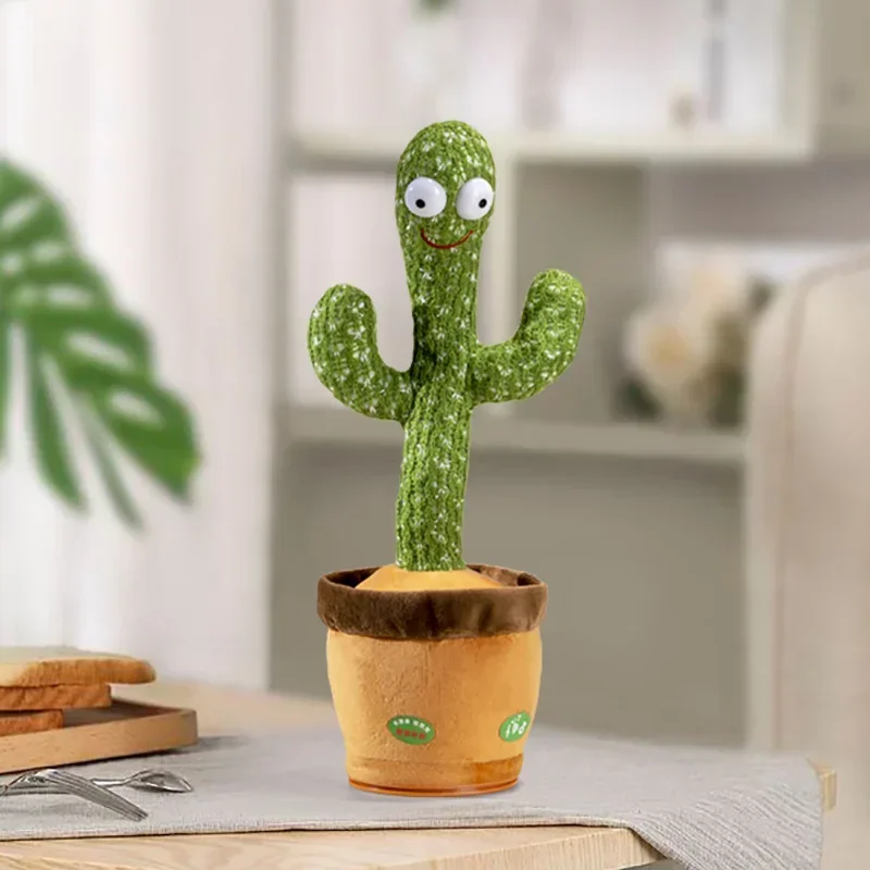 Brilhante dança recarregável dançarino cactus brinquedos de pelúcia eletrônicos pode cantar registro iluminar para o brinquedo do bebê educação presente engraçado