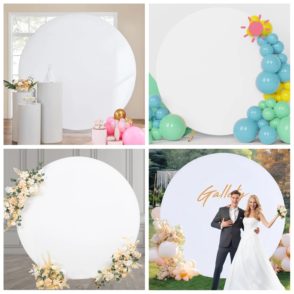 Solid Color Round Backdrop Cover Customized White Pink Black Wedding Baby Shower Birthday Party Circle Photography Background