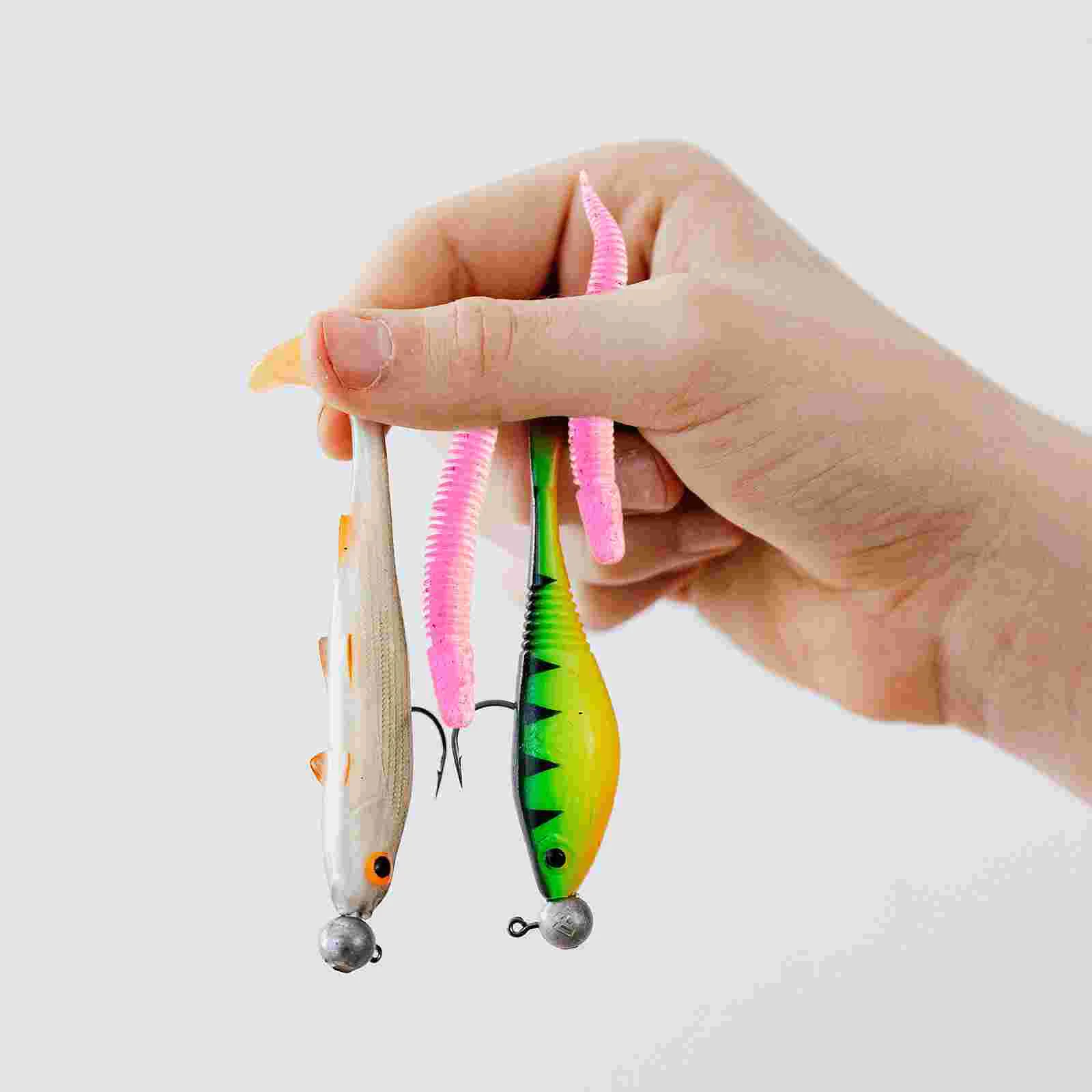 30 ชิ้น Bass Fishing Lure เหยื่ออ่อน Fishbait ว่ายน้ําเหยื่อ 650X050X050 เซนติเมตรปลอมสีชมพู Bites หนอนน้ําเค็ม