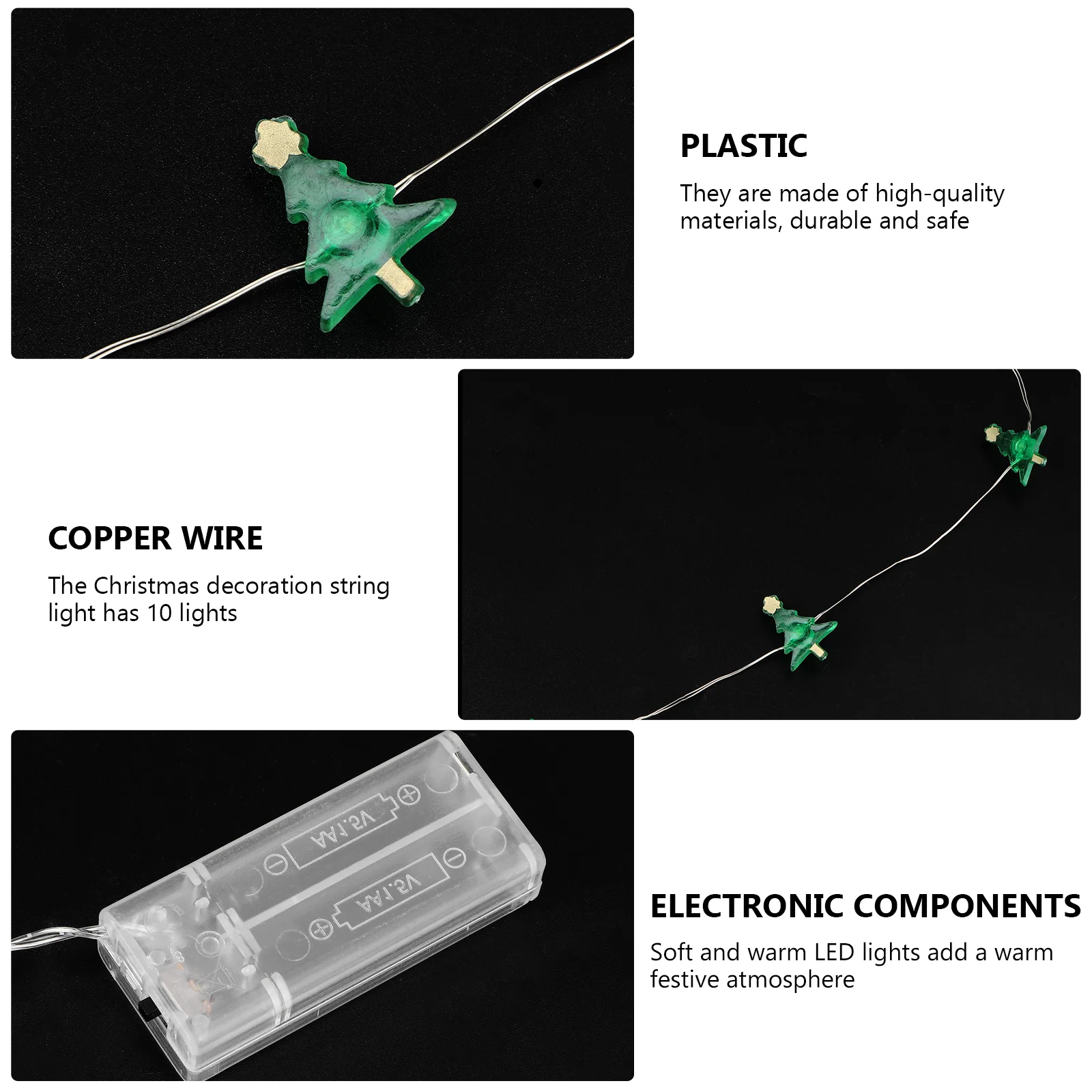 

2Pcs LED String Lights Christmas Tree Design Plastic Powered Xmas Indoor Outdoor Decorative Party Lights