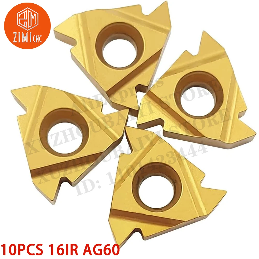 10PCS 16IR AG60 CNC Lathe Indexable Threading Carbide Insert Blade  metal lathe mechanical cutting tool CNC tool for steel parts
