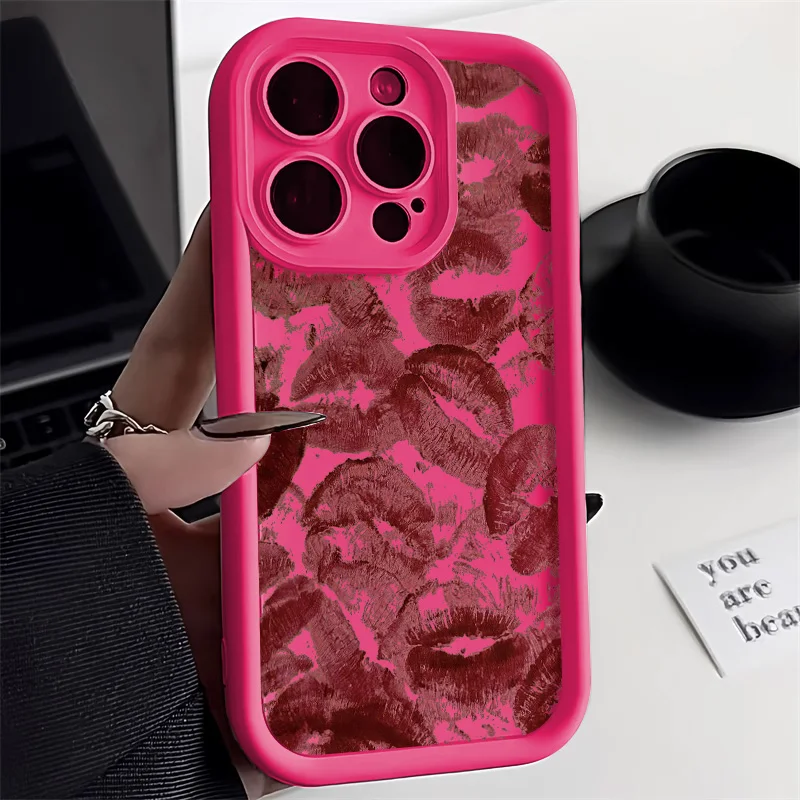 Red Lips Case For iPhone 11 Cases iPhone 13 15 14 Pro Max 12 XR XS 7 8 Plus SE 13pro 15pro 15promax Silicon Soft Fundas Covers