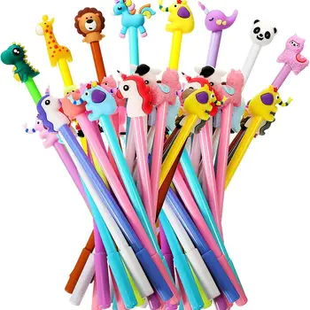 24pcs cute cartoon gel ink pens set cartoon animal writing tools 0.5 mm school stationery office student kids writing supplies