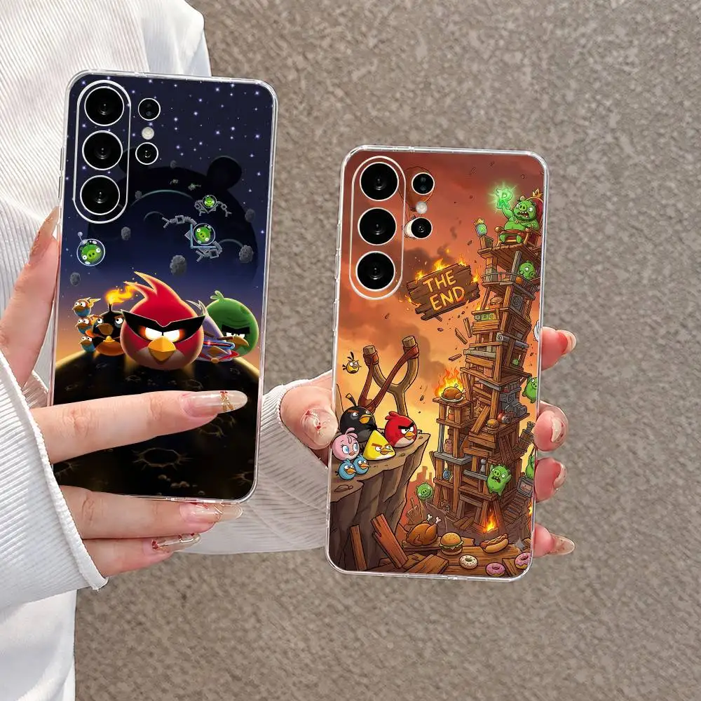 Game Cute A-Angrys B-Birds gift Phone Case For Samsung S25,S24,S21,S22,S23,S30,Ultra,S20,Plus,Fe Transparent Cover