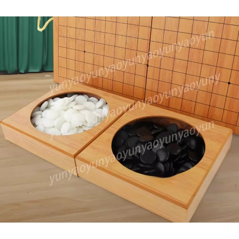 19-Way Go Set Double Sided Board Black White Chess Backgammon Multi Functional Table Game Kit for Family Entertainment