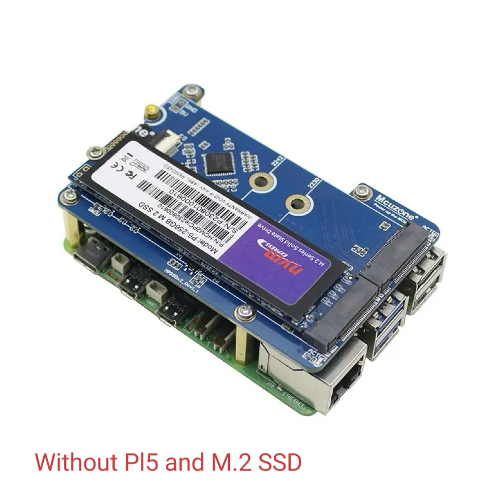 Raspberry Pi 5 PCIE To M.2 Dual NVME SSD Adapter Board MPS2280D Support 2280/2242/2230 SSD Blue