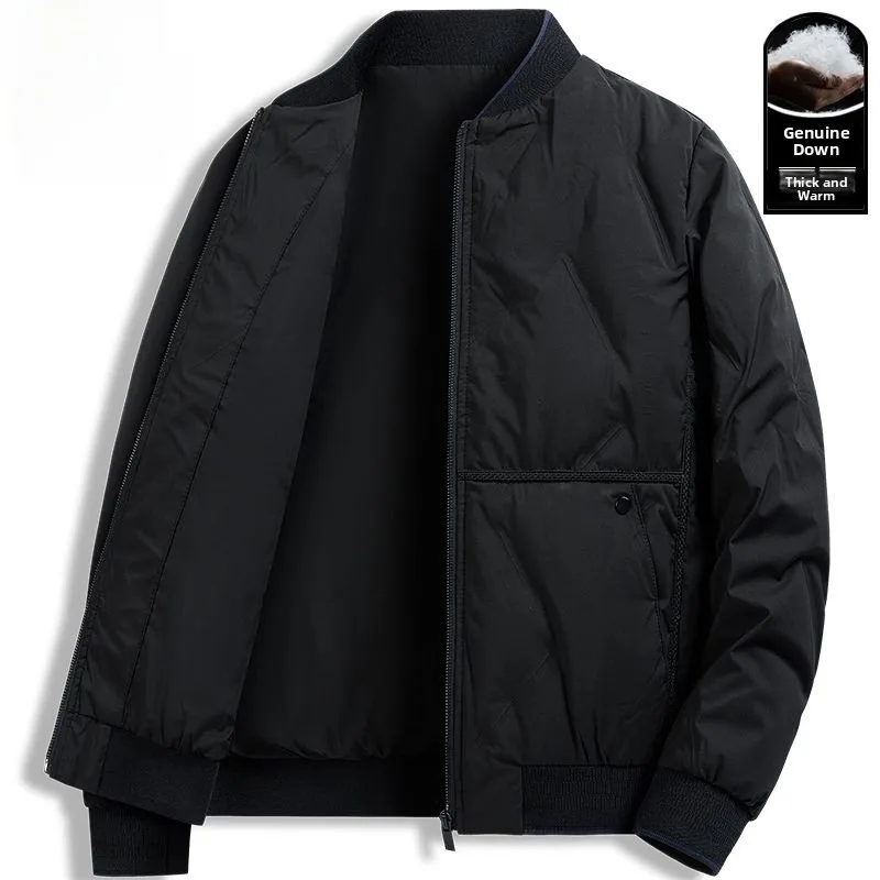 

Lightweight Thiened Du down Jaet Ball Collar Men's Winter Warm Windproof Cold-resistant ey Du Feather Coat