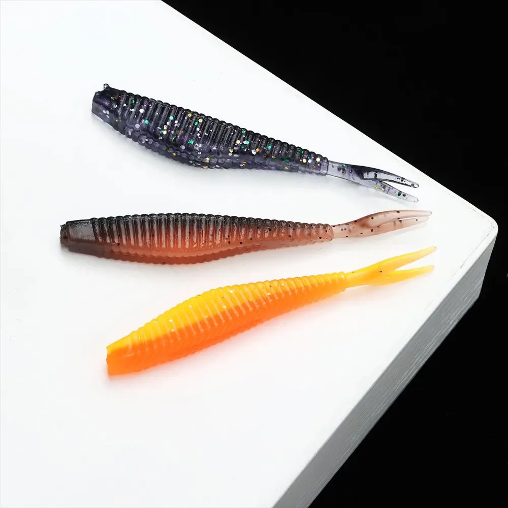 20PCS Multicolor Soft Silicone Fishing Bait Forked Tail Fishing Worm Bait Lacquer Fishing Lure Fishing Tackle Accessories