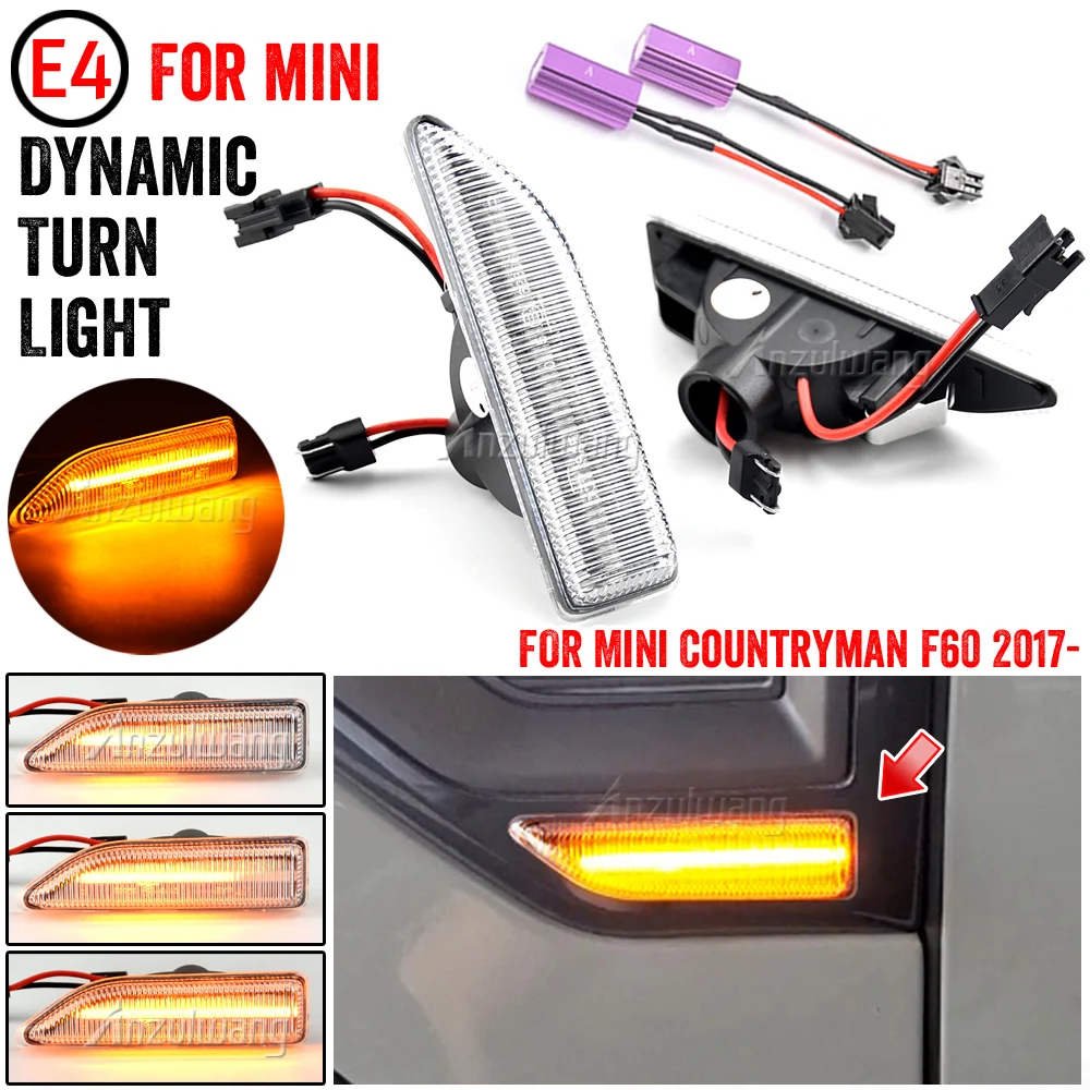 

1 Pair For Mini Cooper Countryman F60 2017 2018 2019 202 Clear Lens LED Side Marker Light Dynamic Blinker Amber Turn Signal Lamp