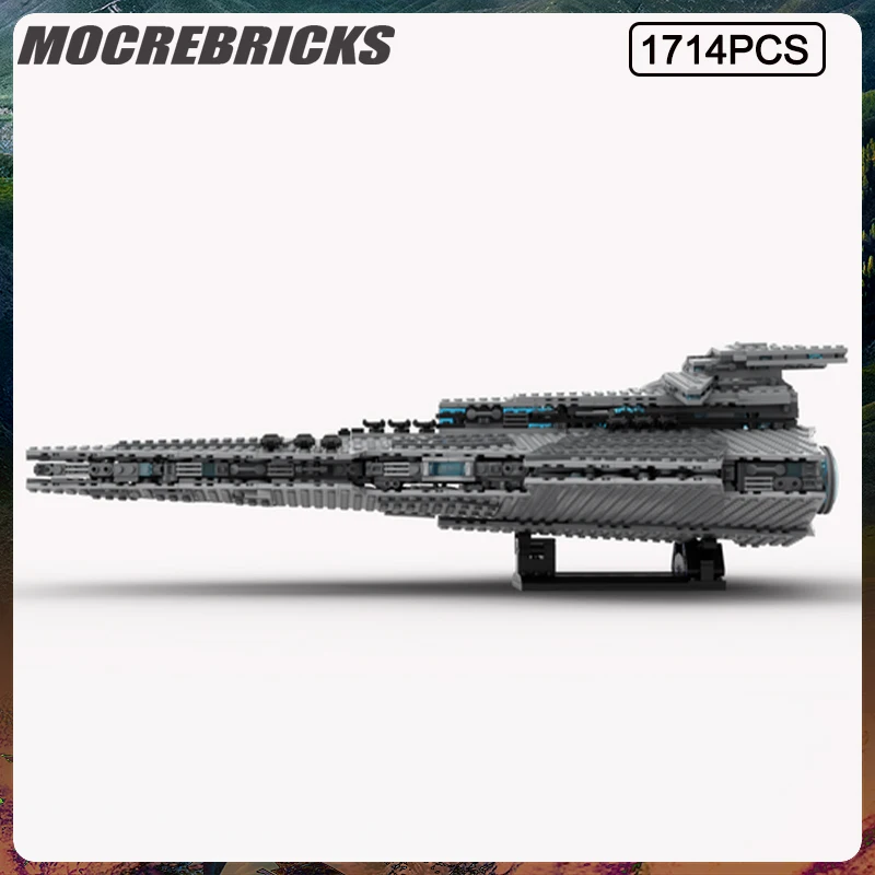 MOC Space War Series MIDI Harrower Class Dreadnaught Warship Building Blocks Model Suit DIY Toy Brick Children's Christmas Gifts