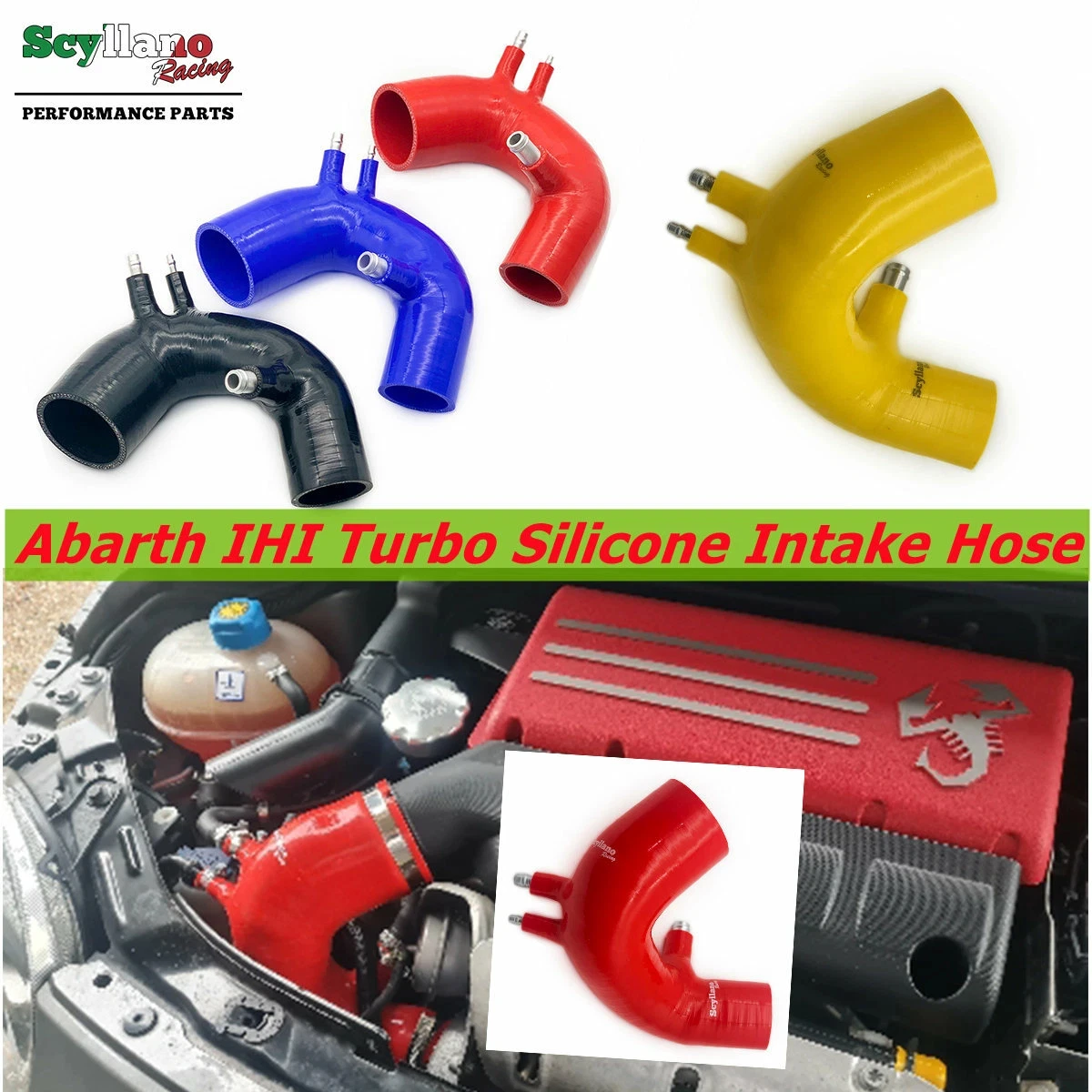 Ersatz für Fiat Abarth 500 595 695 IHI Turbo, nur Silikon-Ansaugschlauch, Luftfilterkasten-zu-Turbo-Rohr-Kit – Detail 2