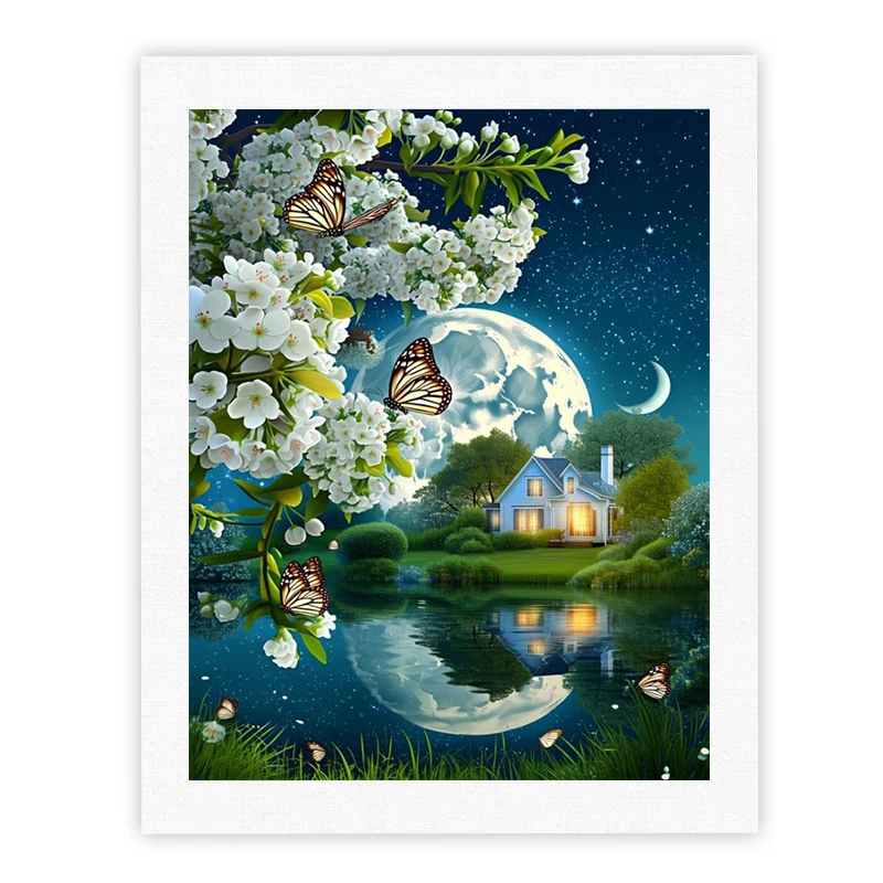 

CHENISTORY Paint By Number Lake Hand Painted Painting Art Drawing On Canvas Gift DIY Pures By Numbers Scenery Kits Home Decor