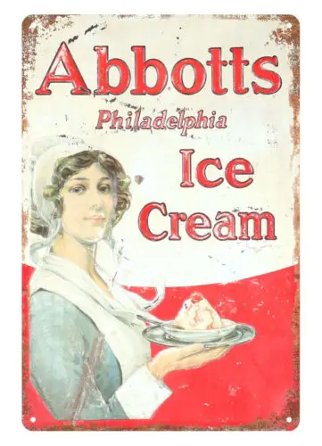 1930s Abbotts Ice Cream metal tin sign living room decor sign