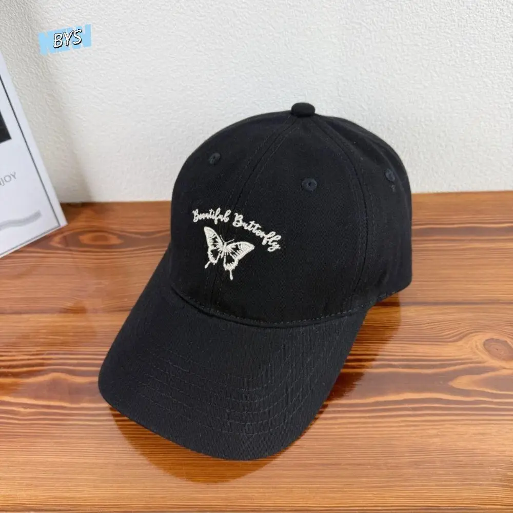 

Simple Korean Style Butterfly Embroidered Hat Cotton Adjustable Y2k Baseball Hat Sweet All-match Women Peaked Cap Women
