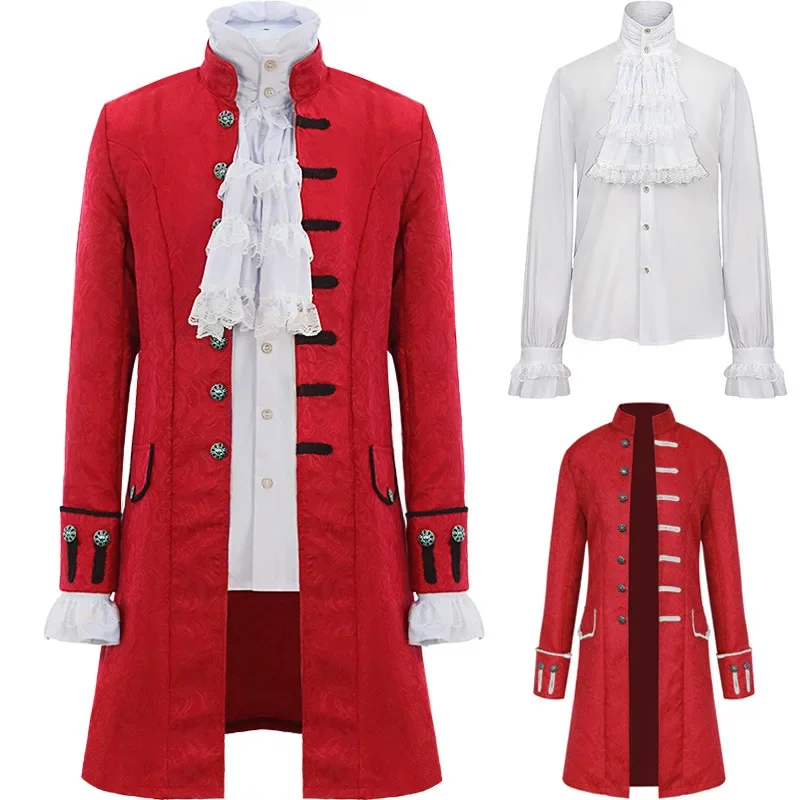 Men  Steampunk Trench Coat / Shirt Vintage Prince Overcoat Medieval Renaissance Jacket Victorian Edwardian Cosplay Costume