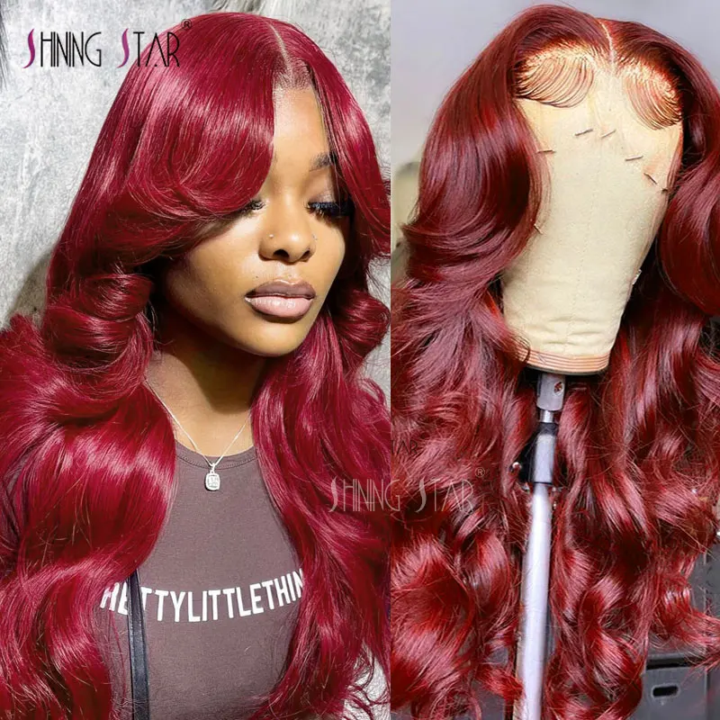 30 34 Inch Hd Lace Wig 13X6 Hd Lace Frontal Wig 13X4 Red Lace Front Human Hair Wigs 99J Burgundy Body Wave Lace Front Wigs 180%