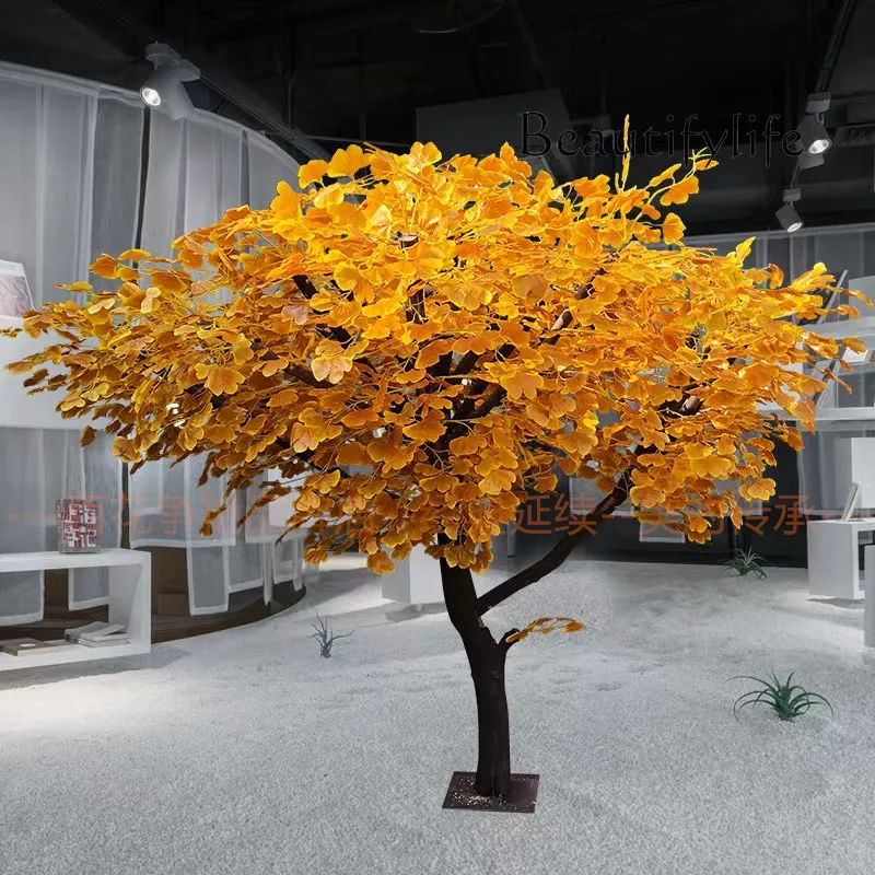 Simulation Ginkgo Yellow Plant Large Real Trunk Interior Decoration