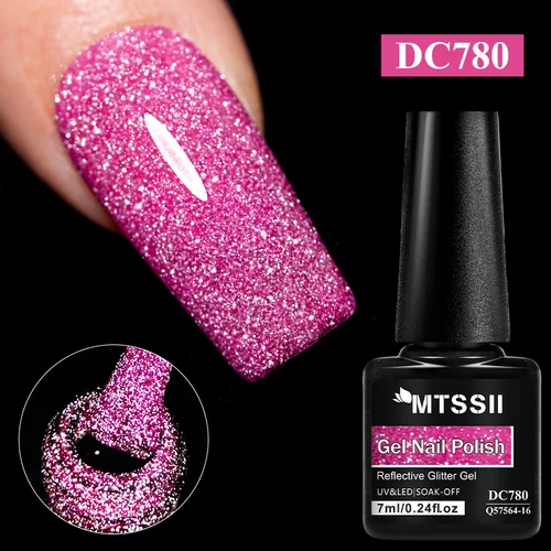 Imagen 1 del producto Esmalte de uñas en Gel reflectante, color champán, dorado y plateado, brillante, rosa y rojo, suministros para uñas, barniz de Gel semipermanente, 7ml