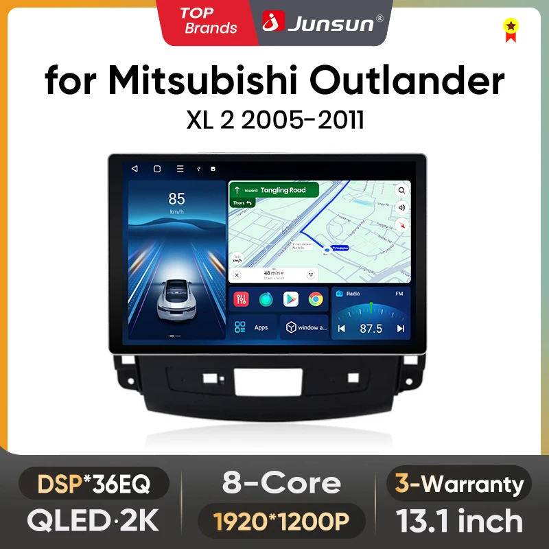Junsun 13,1 Zoll QLED Android CarPlay Auto Autoradio für Mitsubishi Outlander XL2 2005–2011 Citroen C-Cross Intelligente Systeme