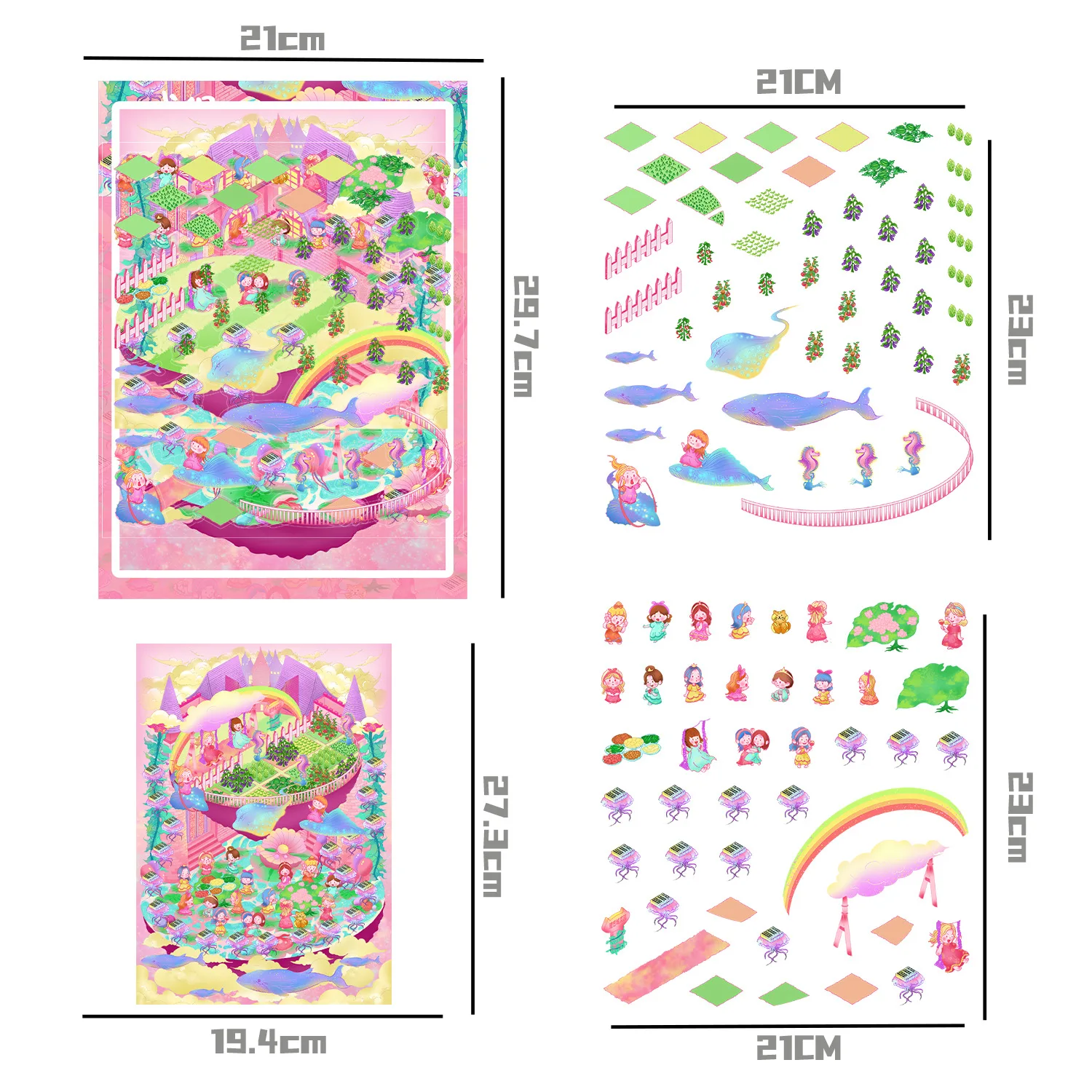 ملصق ثلاثي الأبعاد على شكل قلعة الأميرة الحياة مشهد مقاوم للماء بدون قطع مشهد مصغر يمكنك صنعه بنفسك ملصق قصاصات حرفة مطبوعة رائعة