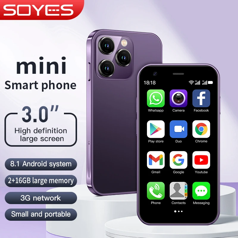 SOYES XS15 มินิสมาร์ทโฟน 3.0 นิ้ว Android 8.1 2GB RAM 16GB ROM Dual SIM สแตนด์บาย Play Store โทรศัพท์ 3G