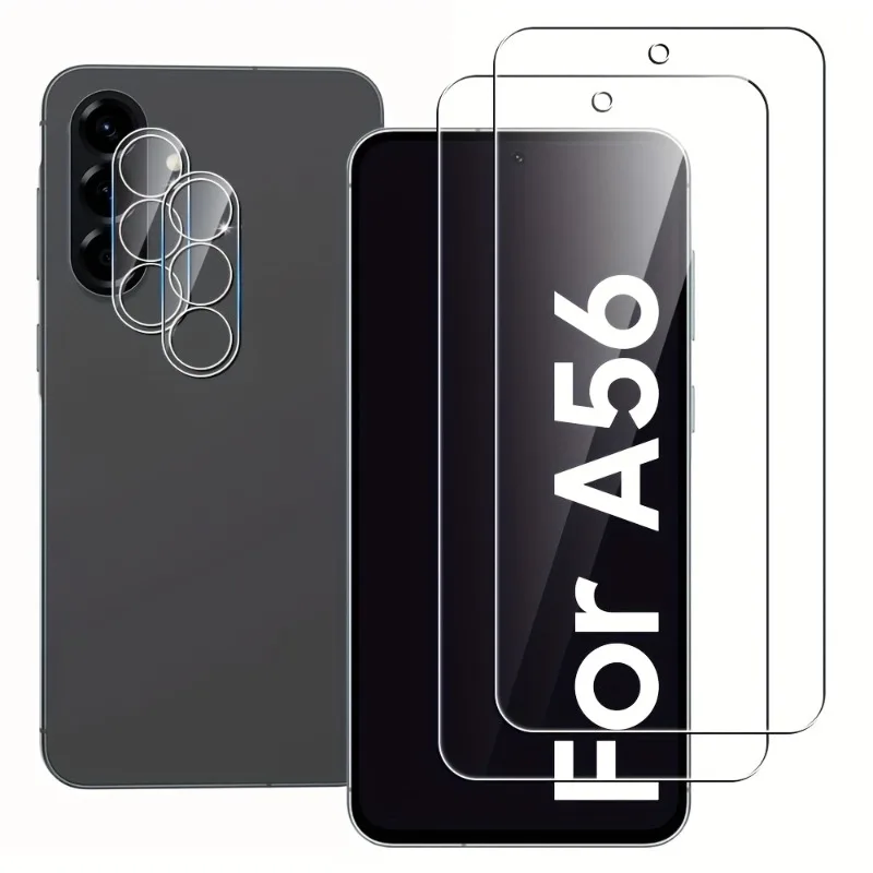 2 шт., защитная пленка для экрана с защитой объектива камеры для Samsung A56 A36 A26 A16 A06 A05 A015 A25 A35 A55, стеклянная пленка 2 шт., защитная пленка для экрана с защитой объектива камеры для Samsung A56 A36 A26 A16 A06 A05 A015 A25 A35 A55, стеклянная пленка