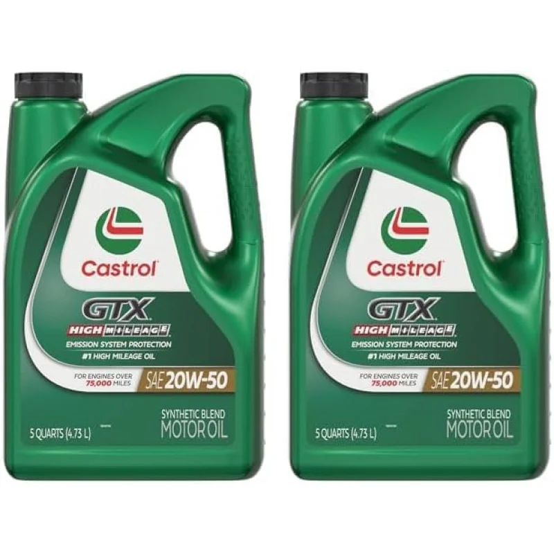 Castrol-Motor de mezcla sintética GTX de alto kilometraje, 20W-50, 5 cuartos de 2