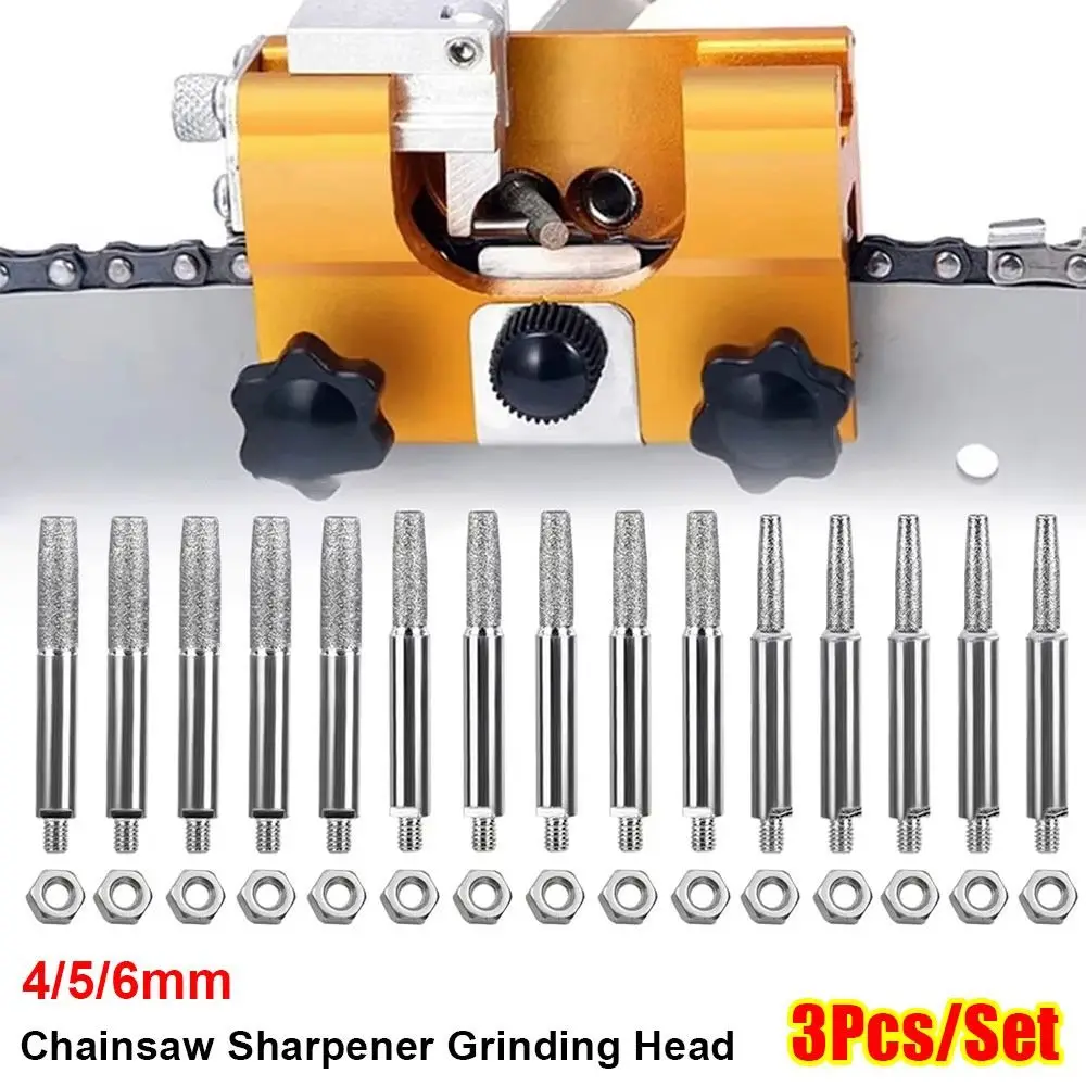 

3 шт./компл., 4/5/6 мм, точилка для бензопилы, цилиндрические заусенцы, 69HF, каменный напильник, заточка цепи, шлифовальная головка