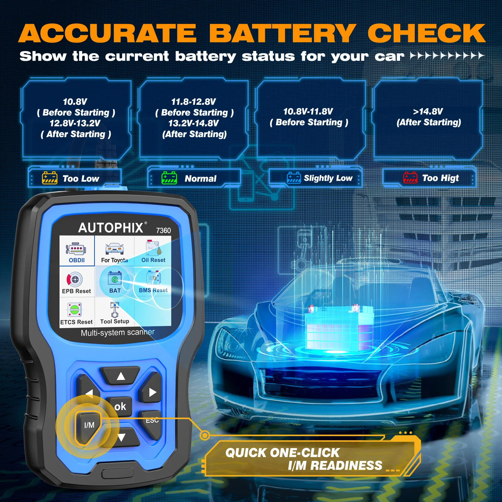 AUTOPHIX 7360 OBD2 Automotive Scanner All System Code Reader ABS EPB SRS OIL BAT Reset Car Diagnostic Scan Tool  For Toyota