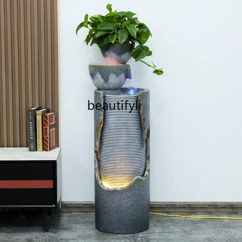 

circulating water to attract wealth, living room humidifier, rockery fountain, water landscape landscaping, feng shui wheel