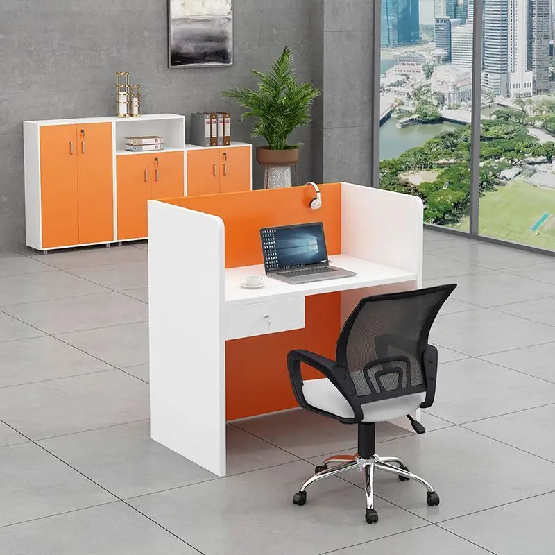

Staff desk electric pin card space simple office table and chair combination sales station staff screen