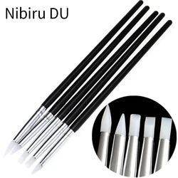 5Pcs Professional Silicone Nail Brush UV Gel Polish Tip 3D Image DIY Dotting Polish Brushes Sculpture Pen DIY Manicure Tools