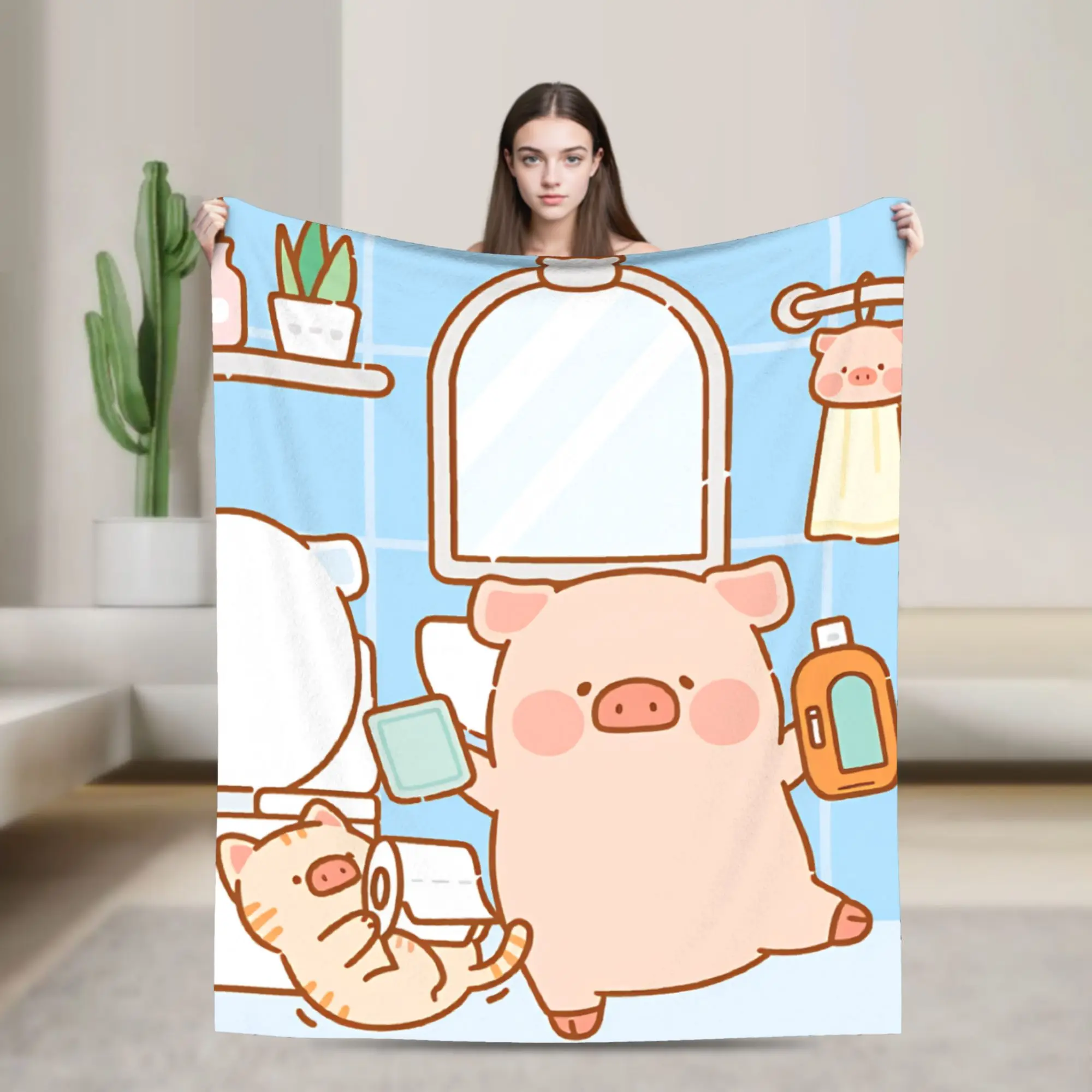 L-Lulu Pig Plush Blankets Children  Flannel Throw Blanket For Couch Chair Sofa Bed Warm Quality Bedspread Birthday Present