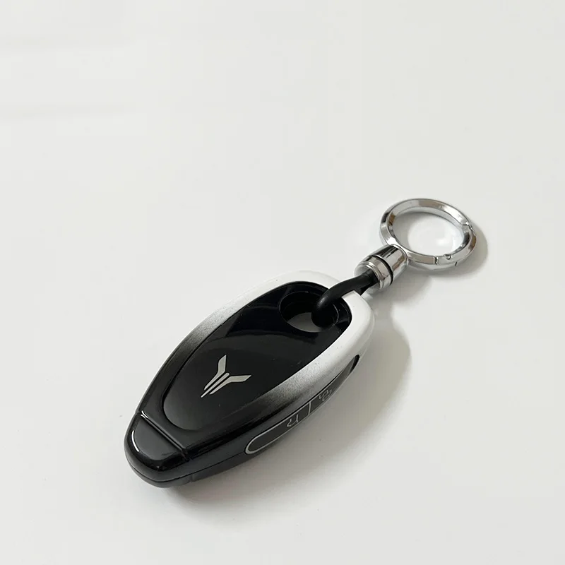 Metal gradient black and white car key case bag For VOYAH FREE 318 PHEV COURAGE 2024-2025 Key chain protective case