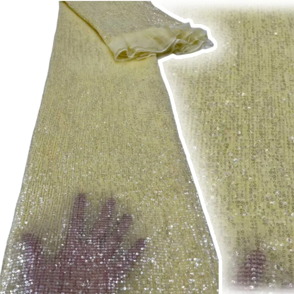 Tessuto di pizzo africano da 5 metri Tessuto di pizzo nigeriano ricamato con paillettes di perline Tessuto di pizzo netto francese africano di alta qualità AH1545