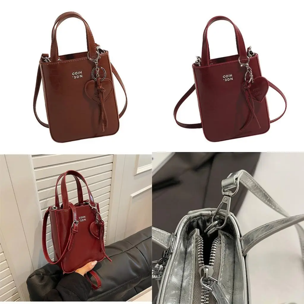 

X90D Women Shoulder Bag Stylish Top Handle Bag Crossbody Bag Small Square Bag PU Leather Handbag Retro Bag