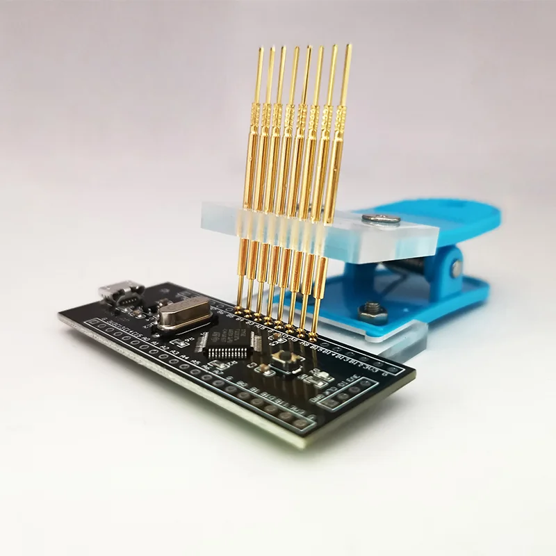 Gold-plated Pogo Pins 3P 4P 5P 6P 7P 8P 9P 10P Probe Clip Tool PCB Program Download Burn 2.54mm Pin Pitch Clamp Fixture