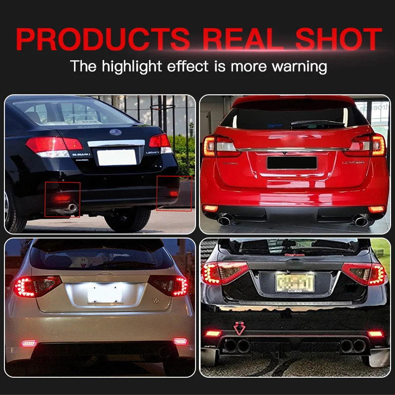 2PCS for Subaru Ascent/Legacy(BM/BR)/Exiga(YA)/Levorg(VM) -LED Rear Bumper Light Reflector Tail Brake Lamp Red Signal Fog Lights