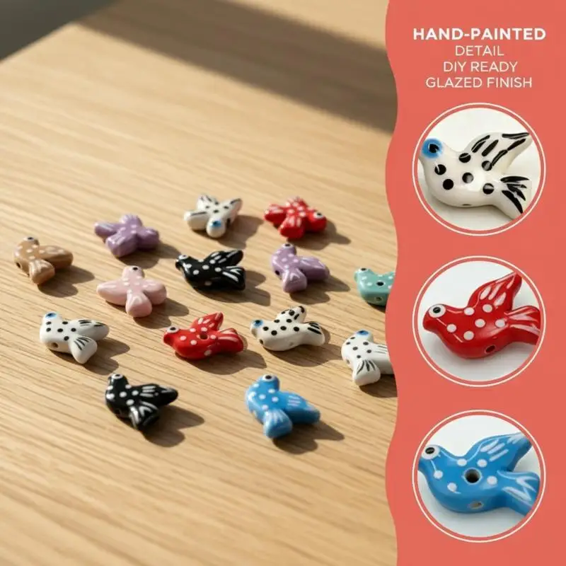 Peace Dove Ceramic Bird-Shaped Beads DIY Necklace Earrings Jewelry Accessories Pendants Loose Beads For Crafting view 5