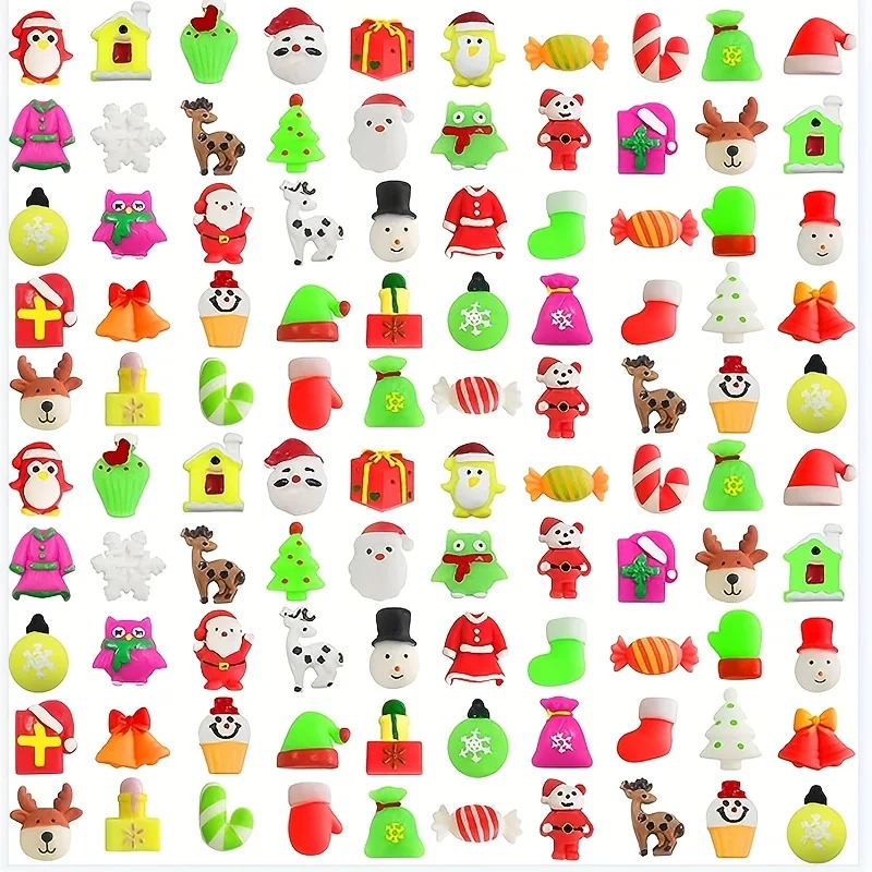 20Pcs Christmas Mochi Squishies Toys Santa Claus Snowman Squeeze Stress Relief Toysfor Kids Christmas Gift Classroom Rewards