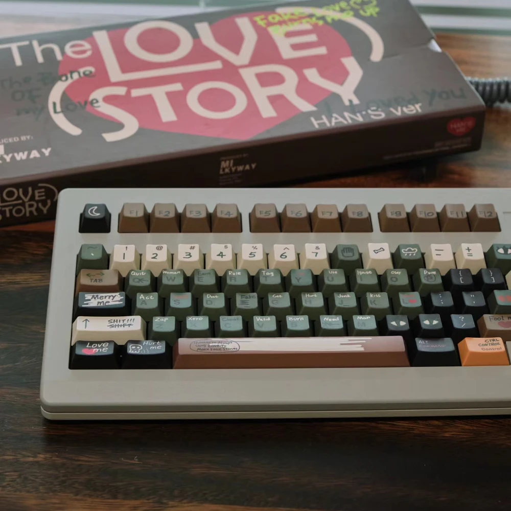 

Набор клавиш с тематикой Love Story, 129 клавиш, PBT, индивидуальная клавиатура, игровой колпачок с вишневым профилем для механической клавиатуры
