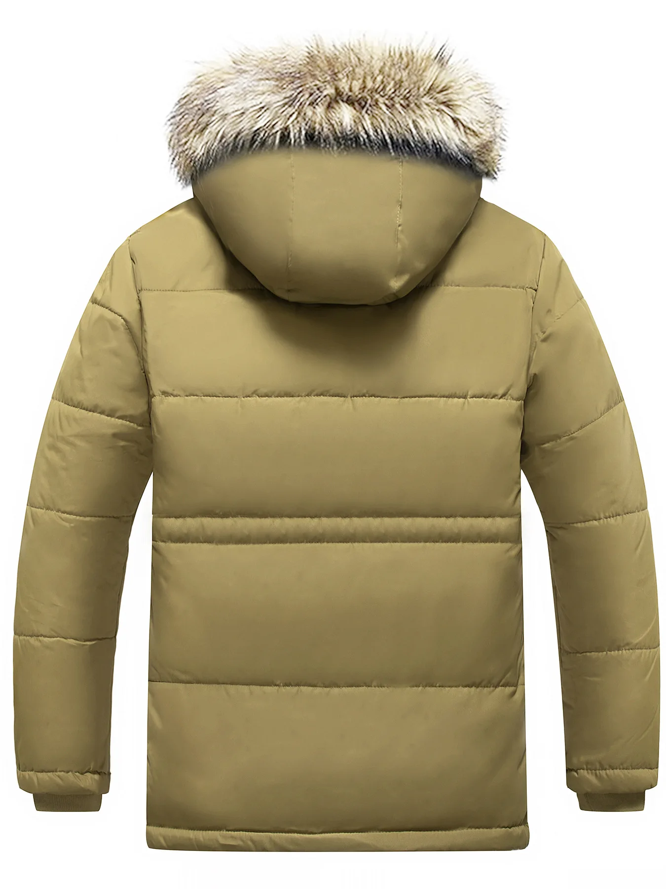 Men's Winter Wool-Collared Cotton-Padded Jacket Thickened Fleece Hooded Coat Warm Middle-Aged Elderly Fathers Clothing