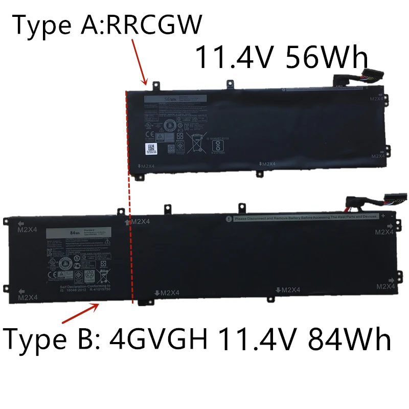 Imagem -06 - Rcgw 4gvgh Bateria do Portátil Dell Precision M5510 Xps 15 9550 D1828tm7r96 62mjv 1p6kd P56f001 T453x 56wh 84wh Novo