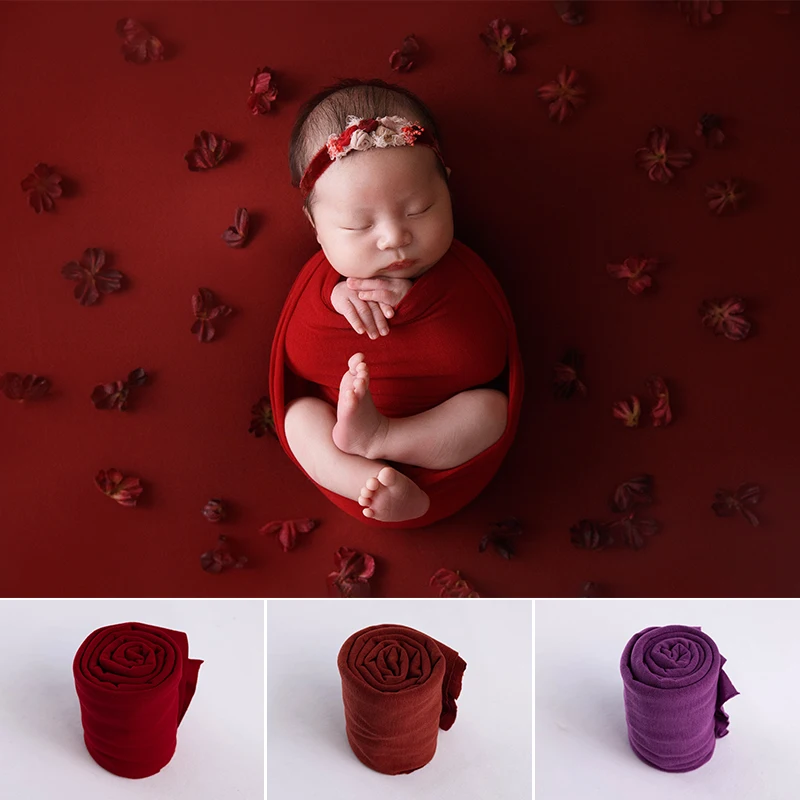 Newborn Photography Props 29 Color Milk Napped Cotton Stretch Newborn Wrap Stretchable Blanket Wrap Swaddling Newborn Posing Aid